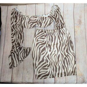 PRINCESS POLLY Women's Soul Sister Zebra Set Underwire Top Mini Skirt Size 4